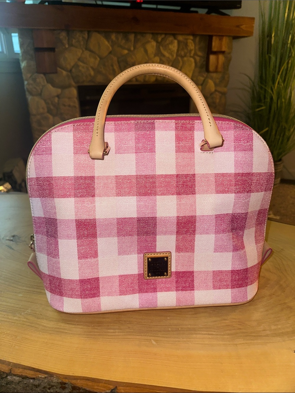 Dooney & Bourke Pink Gingham Top-Handle Satchel